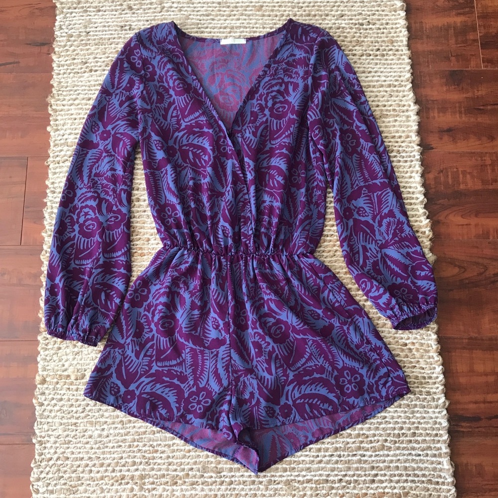 Olive Tree Long Sleeve Floral Romper